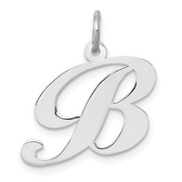 14K White Gold Medium Fancy Script Letter B Initial Charm view 1