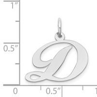 14K White Gold Medium Fancy Script Letter D Initial Charm view 3