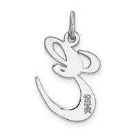 14K White Gold Medium Fancy Script Letter E Initial Charm view 4