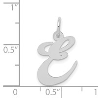 14K White Gold Medium Fancy Script Letter E Initial Charm view 3