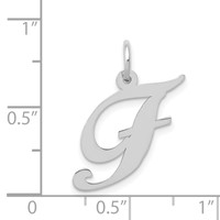 14K White Gold Medium Fancy Script Letter F Initial Charm view 3