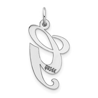 14K White Gold Medium Fancy Script Letter G Initial Charm view 4