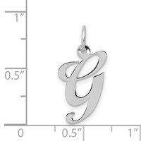14K White Gold Medium Fancy Script Letter G Initial Charm view 3