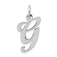 14K White Gold Medium Fancy Script Letter G Initial Charm view 1