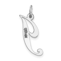14K White Gold Medium Fancy Script Letter J Initial Charm view 4
