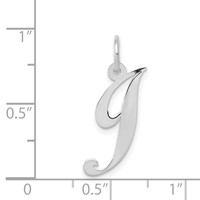 14K White Gold Medium Fancy Script Letter J Initial Charm view 3