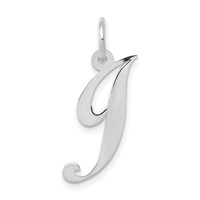14K White Gold Medium Fancy Script Letter J Initial Charm view 1