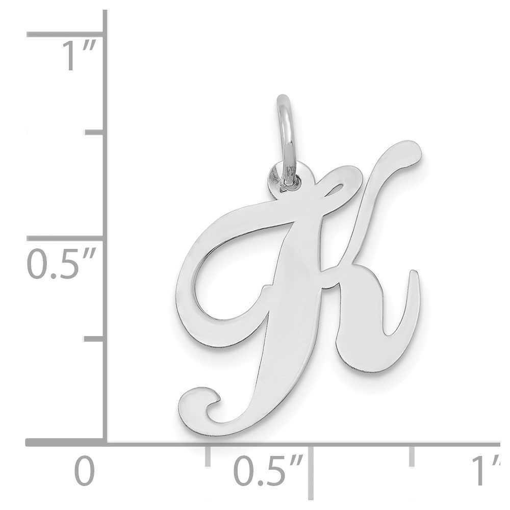14K White Gold Medium Fancy Script Letter K Initial Charm (YC653K)