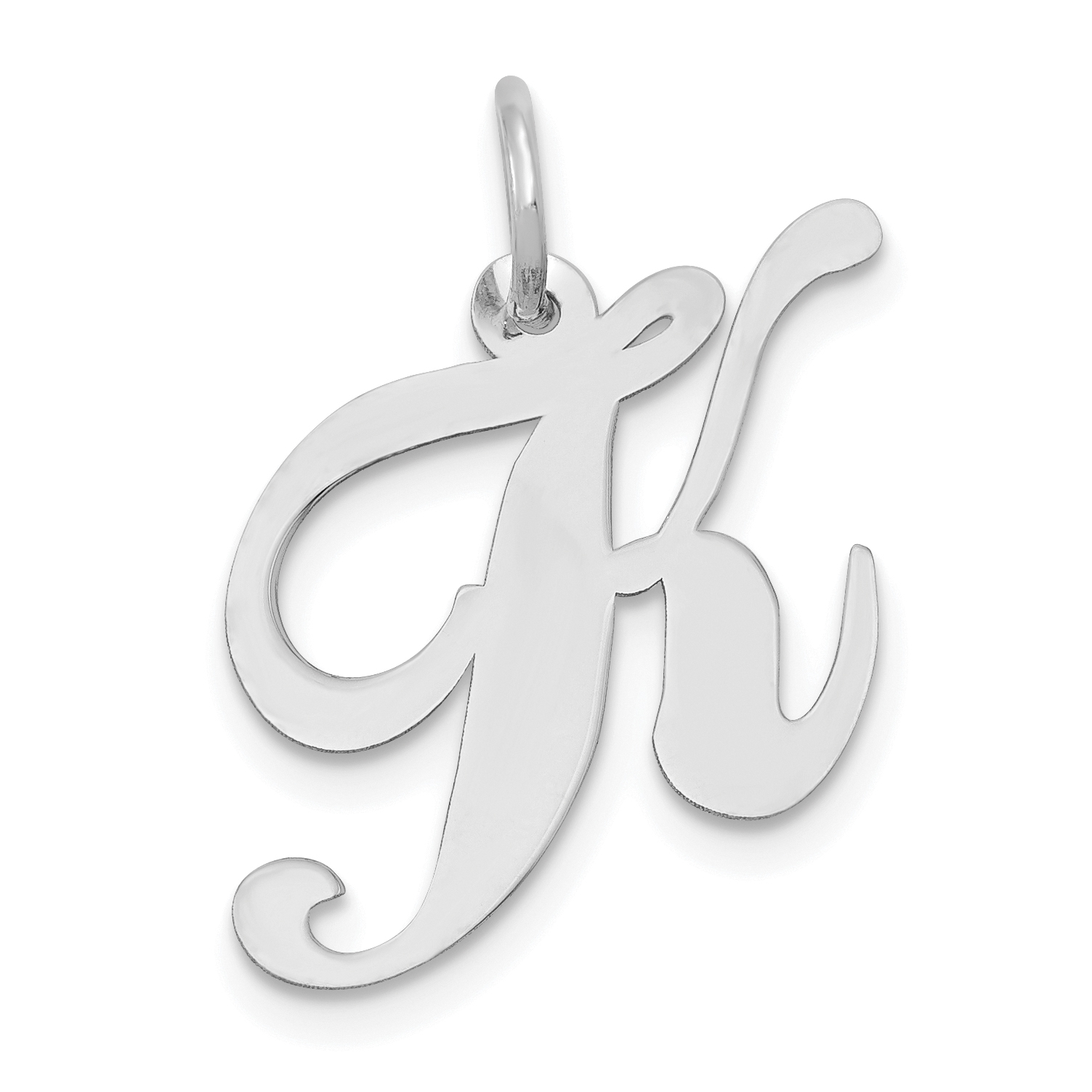 14K White Gold Medium Fancy Script Letter K Initial Charm (YC653K)