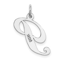 14K White Gold Medium Fancy Script Letter P Initial Charm view 4