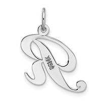 14K White Gold Medium Fancy Script Letter R Initial Charm view 4