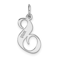 14K White Gold Medium Fancy Script Letter S Initial Charm view 4