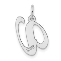 14K White Gold Medium Fancy Script Letter V Initial Charm view 4