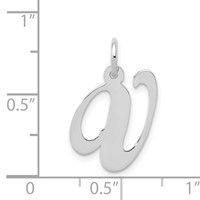 14K White Gold Medium Fancy Script Letter V Initial Charm view 3