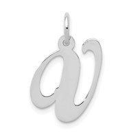 14K White Gold Medium Fancy Script Letter V Initial Charm view 1