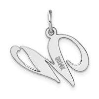 14K White Gold Medium Fancy Script Letter W Initial Charm view 4