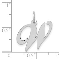 14K White Gold Medium Fancy Script Letter W Initial Charm view 3