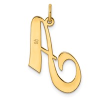 14K Yellow Gold Large Fancy Script Letter a Initial Charm view 3