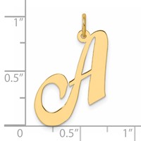 14K Yellow Gold Large Fancy Script Letter a Initial Charm view 4