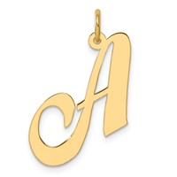 14K Yellow Gold Large Fancy Script Letter a Initial Charm view 1