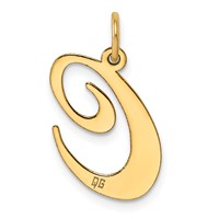 14K Yellow Gold Large Fancy Script Letter C Initial Charm view 3