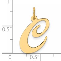 14K Yellow Gold Large Fancy Script Letter C Initial Charm view 4