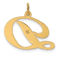 14K Yellow Gold Large Fancy Script Letter D Initial Charm view 3