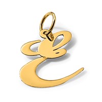 14K Yellow Gold Large Fancy Script Letter E Initial Charm view 5