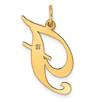 14K Yellow Gold Large Fancy Script Letter F Initial Charm view 3