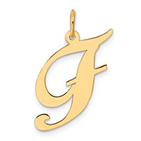 14K Yellow Gold Large Fancy Script Letter F Initial Charm view 1