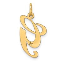14K Large Fancy Script Letter G Initial Charm view 3