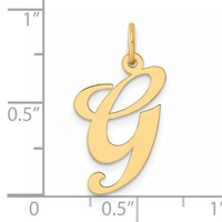 14K Large Fancy Script Letter G Initial Charm view 4