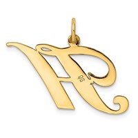14K Yellow Gold Large Fancy Script Letter H Initial Charm view 3
