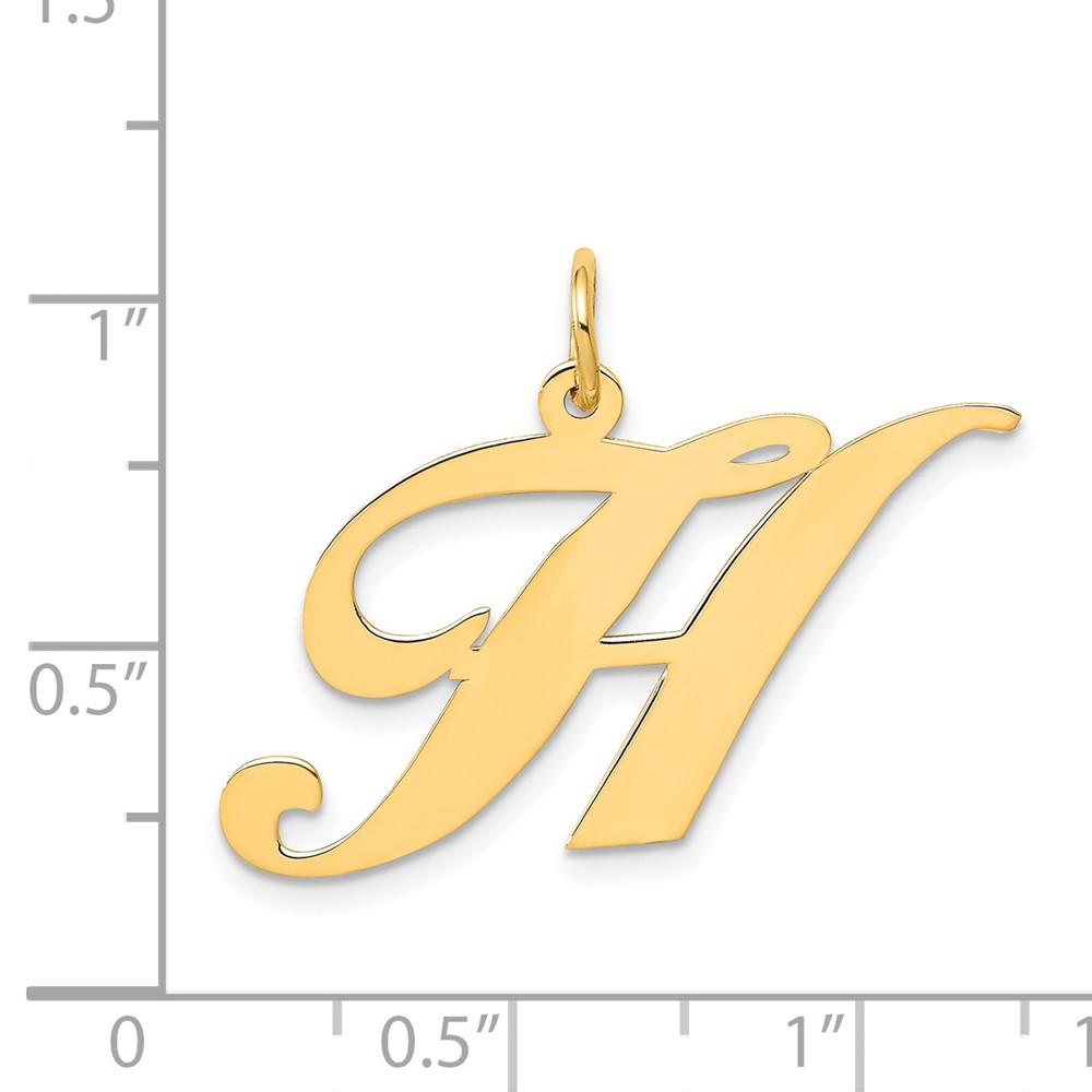 14k Large Fancy Script Letter H Initial Charm (YC654H)