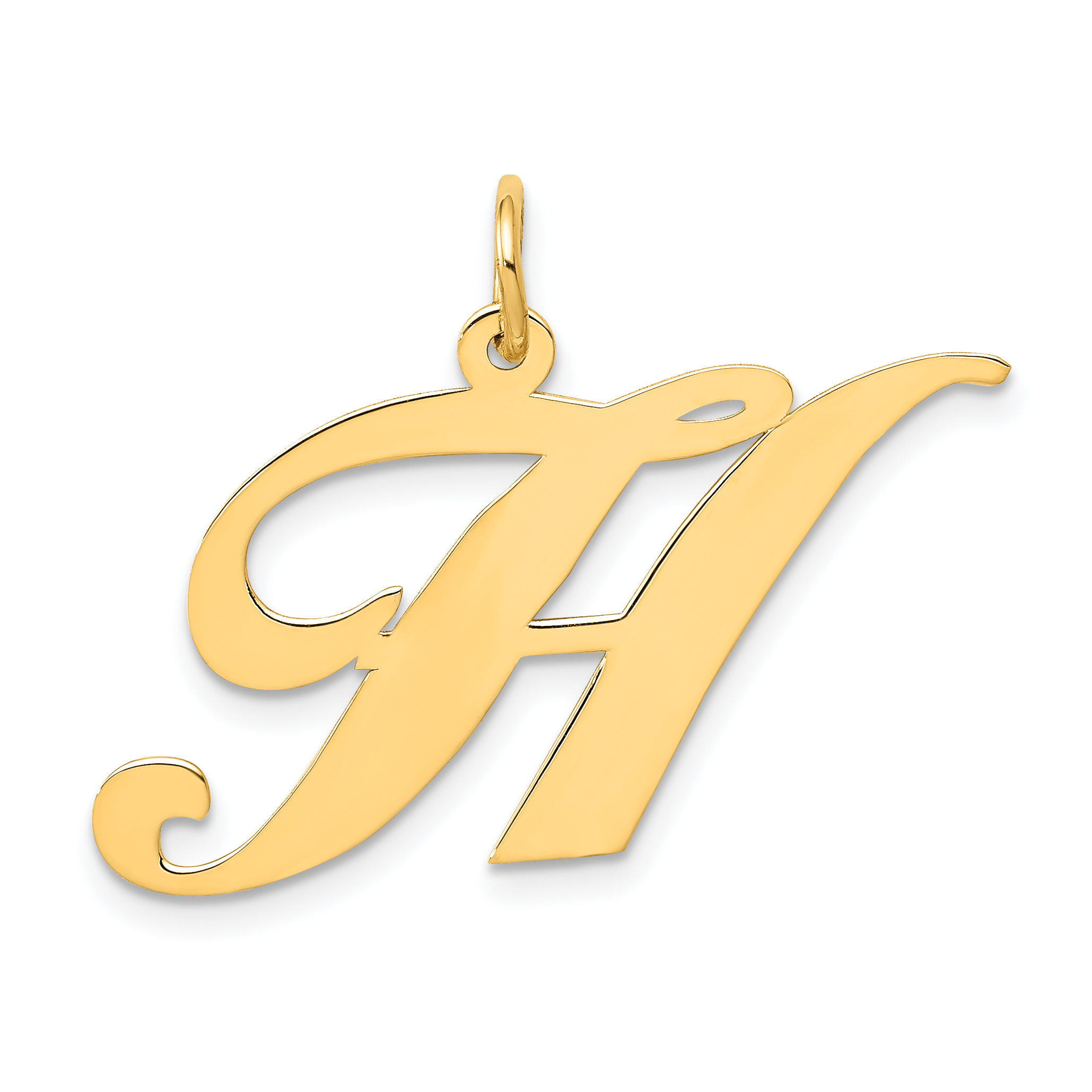 14k Large Fancy Script Letter H Initial Charm (YC654H)