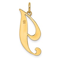14K Yellow Gold Large Fancy Script Letter I Initial Charm view 3