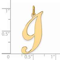 14K Yellow Gold Large Fancy Script Letter I Initial Charm view 4