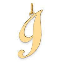 14K Yellow Gold Large Fancy Script Letter I Initial Charm view 1