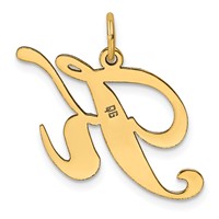 14K Yellow Gold Large Fancy Script Letter K Initial Charm view 3