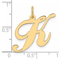 14K Yellow Gold Large Fancy Script Letter K Initial Charm view 4