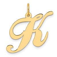 14K Yellow Gold Large Fancy Script Letter K Initial Charm view 1