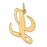 14K Yellow Gold Large Fancy Script Letter L Initial Charm view 3