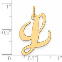 14K Yellow Gold Large Fancy Script Letter L Initial Charm view 4