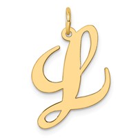 14K Yellow Gold Large Fancy Script Letter L Initial Charm view 1