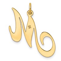 14K Yellow Gold Large Fancy Script Letter M Initial Charm view 3