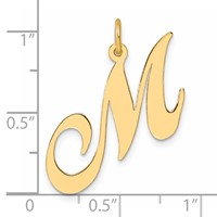 14K Yellow Gold Large Fancy Script Letter M Initial Charm view 4