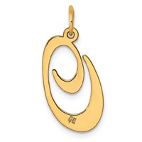 14K Large Fancy Script Letter O Initial Charm view 3
