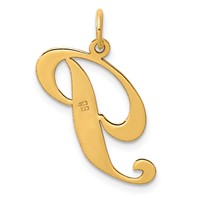 14K Yellow Gold Large Fancy Script Letter P Initial Charm view 3