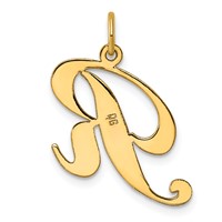 14K Yellow Gold Large Fancy Script Letter R Initial Charm view 3