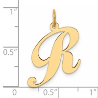 14K Yellow Gold Large Fancy Script Letter R Initial Charm view 4
